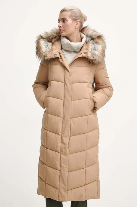 Medicine kabát női, bézs, téli, oversize