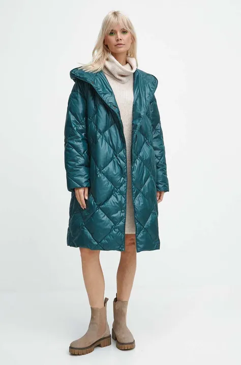 Пухове пальто Medicine жіноче колір зелений зимове oversize