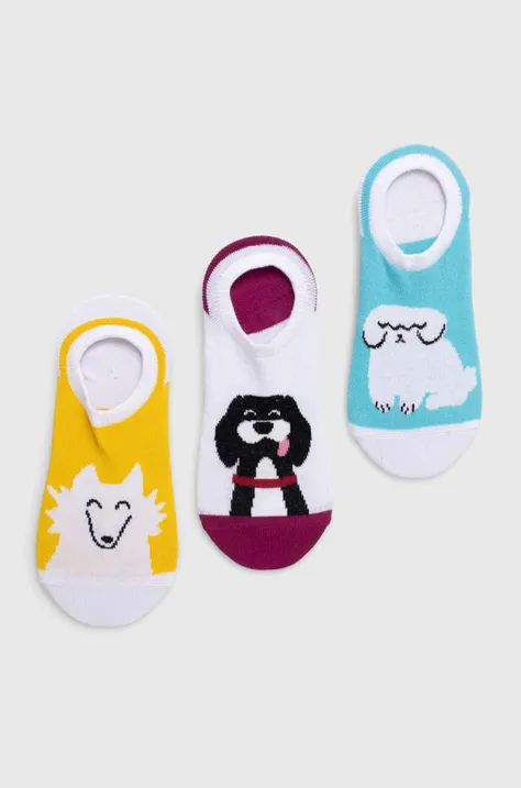 Skarpetki damskie bawełniane wzorzyste z kolekcji na Dzień Psa (3-pack) kolor multicolor