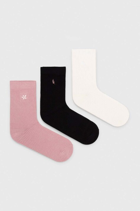 Skarpetki bawełniane damskie z ozdobnym haftem z motywem roślinnym (3-pack) kolor multicolor