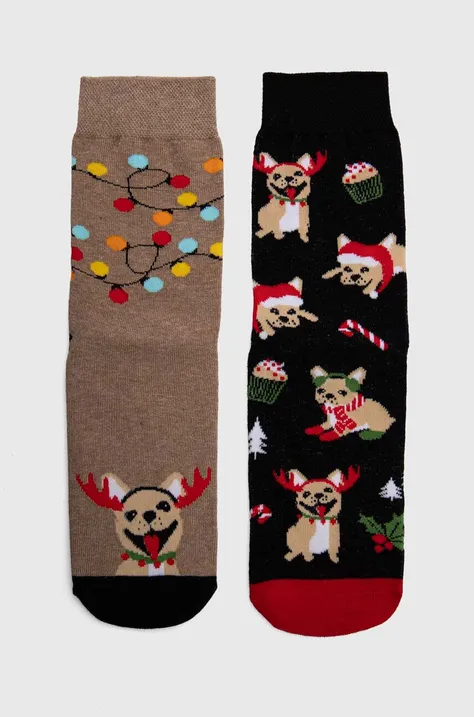 Bavlnené ponožky dámske vianočné (2-pack)