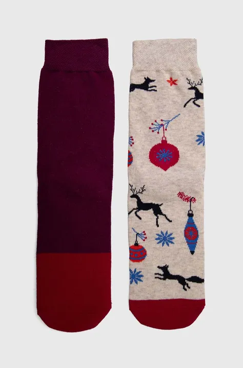 Skarpetki bawełniane damskie świąteczne (2-pack) kolor multicolor