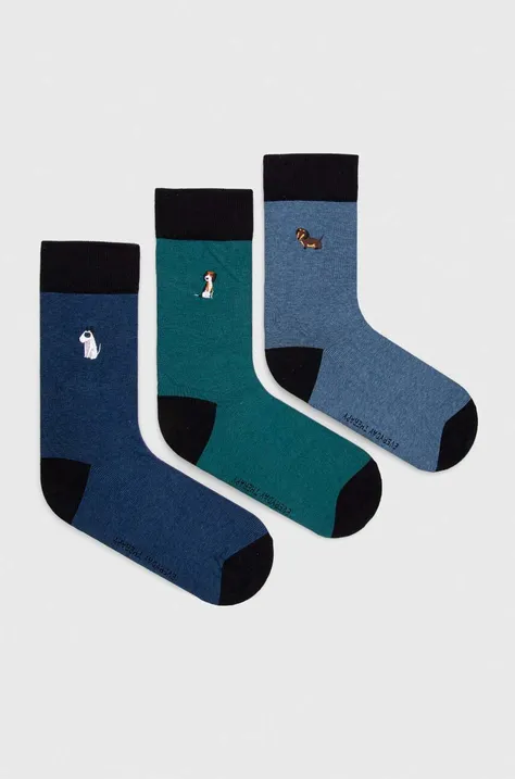 Bavlnené ponožky pánske s ozdobnou výšivkou - psi (3-pack) viac farieb