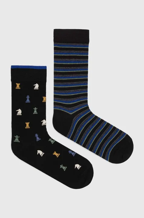 Bavlnené ponožky pánske so vzorom - šachy (2-pack) viac farieb