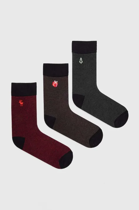 Bavlněné ponožky pánské vánoční s ozdobnou výšivkou (3-pack)