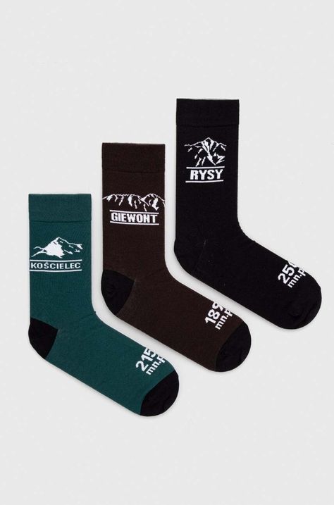 Skarpetki bawełniane męskie z motywem gór (3-pack) kolor multicolor
