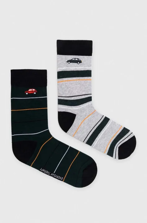 Bavlnené ponožky pánske s ozdobnou výšivku s autom (2-pack)