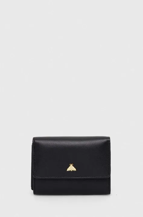 Kožená peňaženka dámska hladká čierna farba