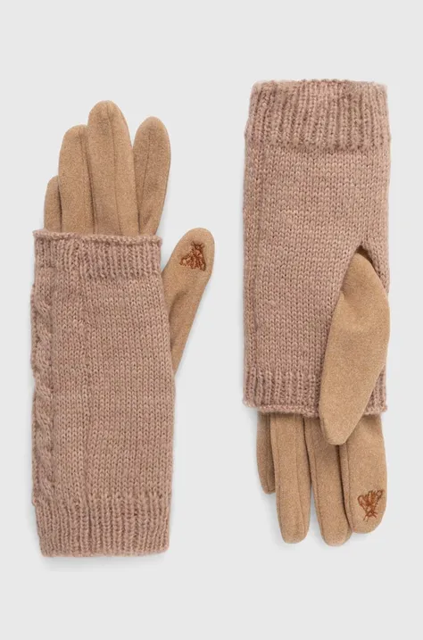 Rękawiczki damskie z dzianiny kolor beżowy