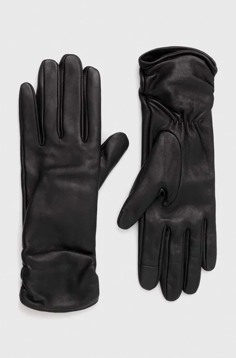 Kožené rukavice dámské černá barva