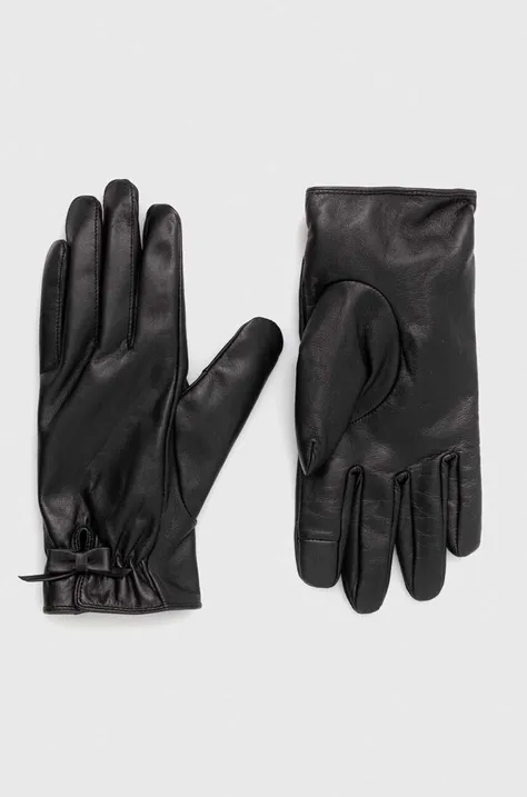 Kožené rukavice dámske čierna farba