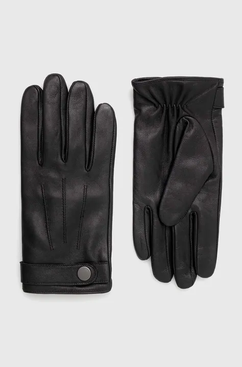 Kožené rukavice pánské černá barva