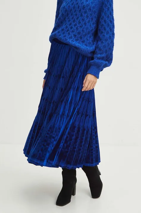 Spódnica damska midi welurowa kolor niebieski