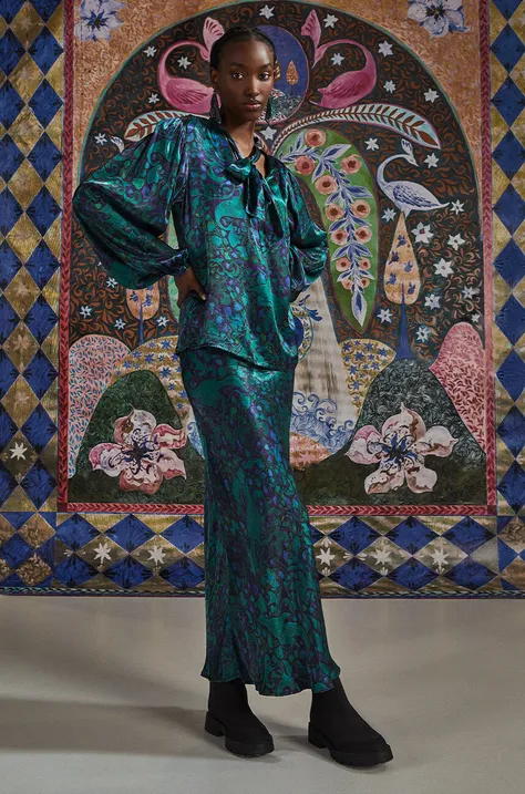 Sukňa dámska z kolekcie Medicine x Veronika Blyzniuchenko tyrkysová farba