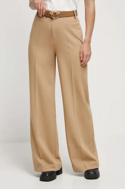 Kalhoty dámské jednobarevné béžová barva