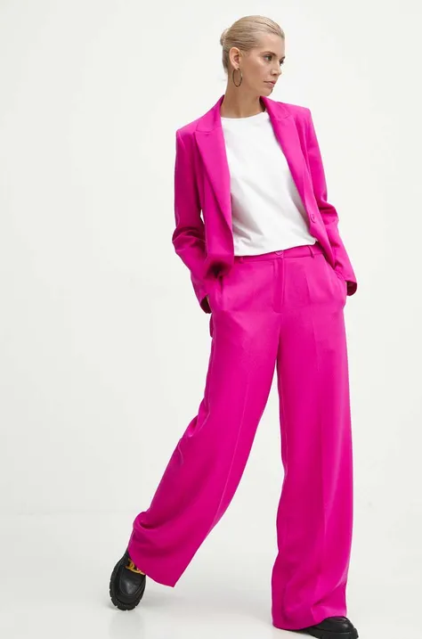 Spodnie damskie wide leg kolor różowy