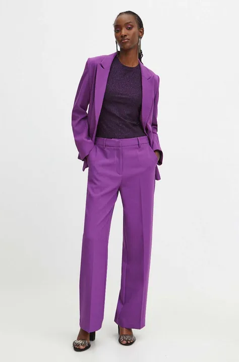 Spodnie damskie gładkie kolor fioletowy