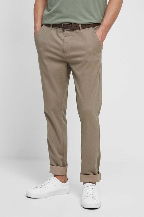 Spodnie męskie slim fit kolor beżowy