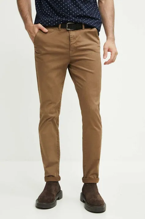 Spodnie męskie gładkie kolor brązowy