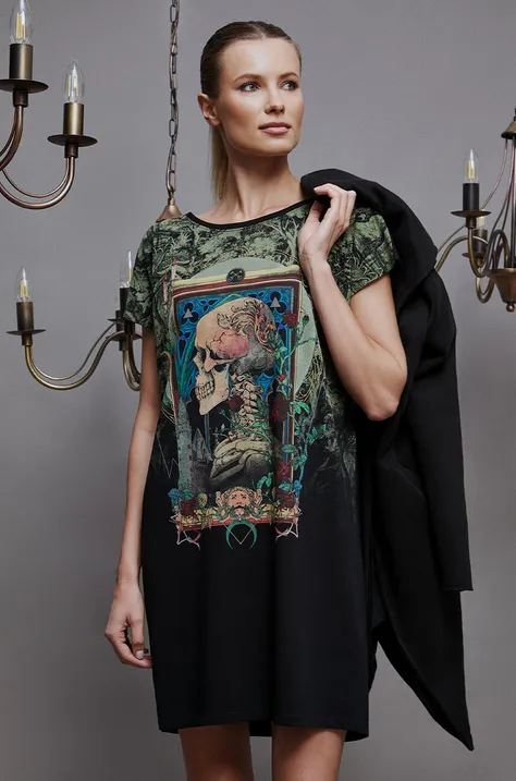 Sukienka bawełniana damska z kolekcji Zamkowe Legendy kolor czarny