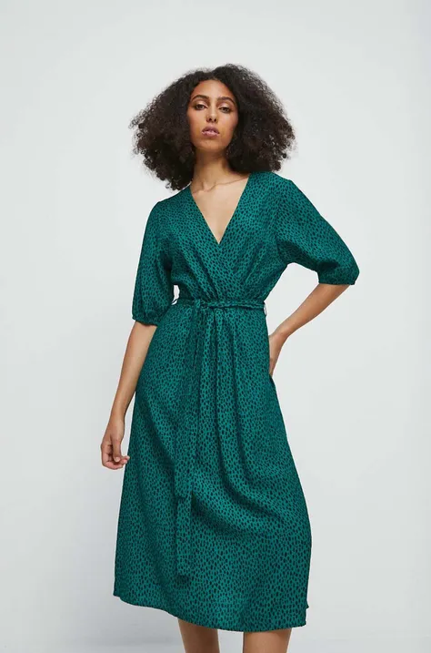 Sukienka damska wzorzysta kolor zielony