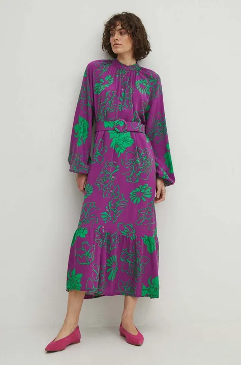 Šaty dámske midi so vzorom viac farieb