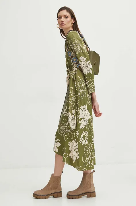 Šaty dámské maxi se vzorem zelená barva