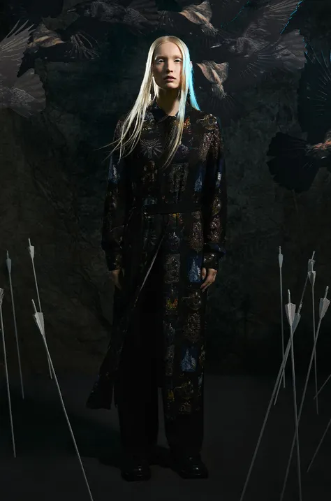 Šaty midi z kolekcie The Witcher x Medicine čierna farba