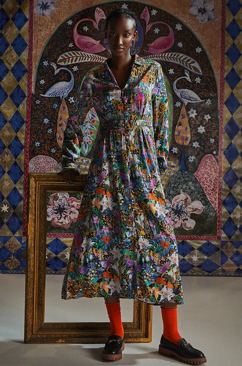 Sukienka damska midi z kolekcji Medicine x Veronika Blyzniuchenko kolor multicolor