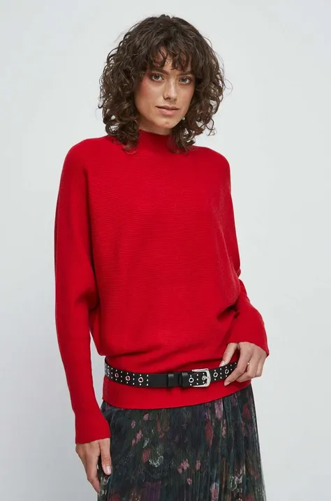 Sweter damski prążkowany kolor czerwony