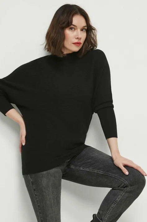 Sweter damski prążkowany kolor czarny