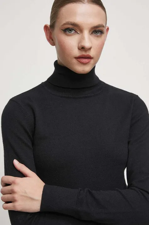 Medicine pulóver könnyű, női, fekete, garbónyakú
