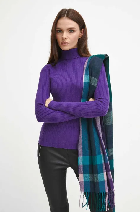 Sweter damski prążkowany kolor fioletowy