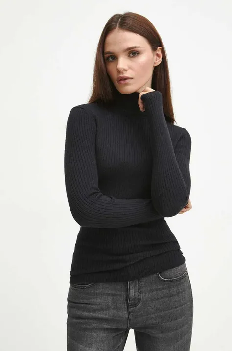 Sweter damski prążkowany kolor czarny