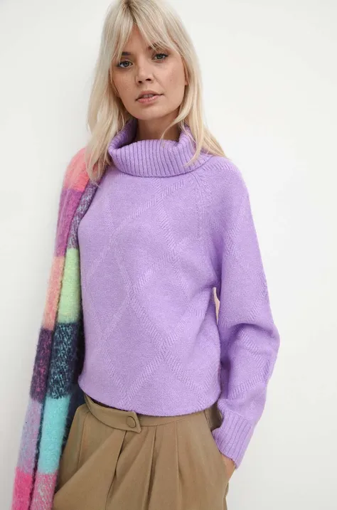 Sweter damski z fakturą kolor różowy