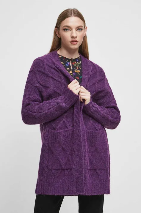 Sweter damski z fakturą kolor fioletowy