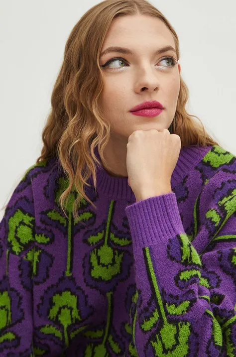 Sweter damski wzorzysty kolor multicolor
