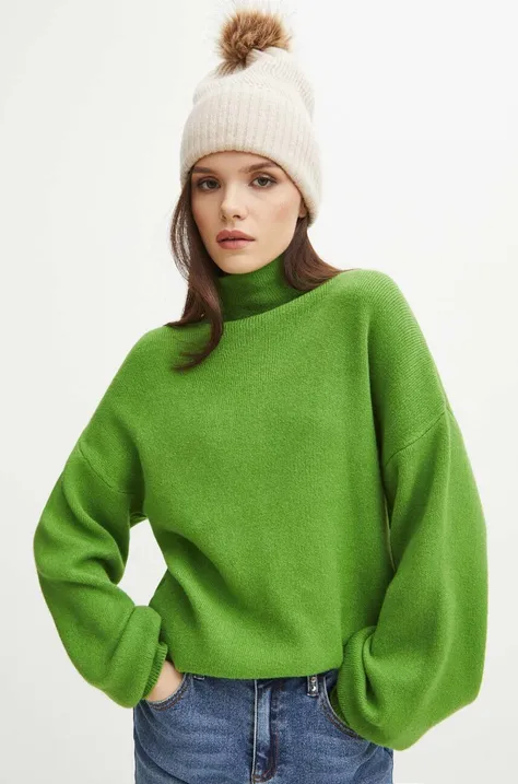 Sweter damski gładki kolor zielony