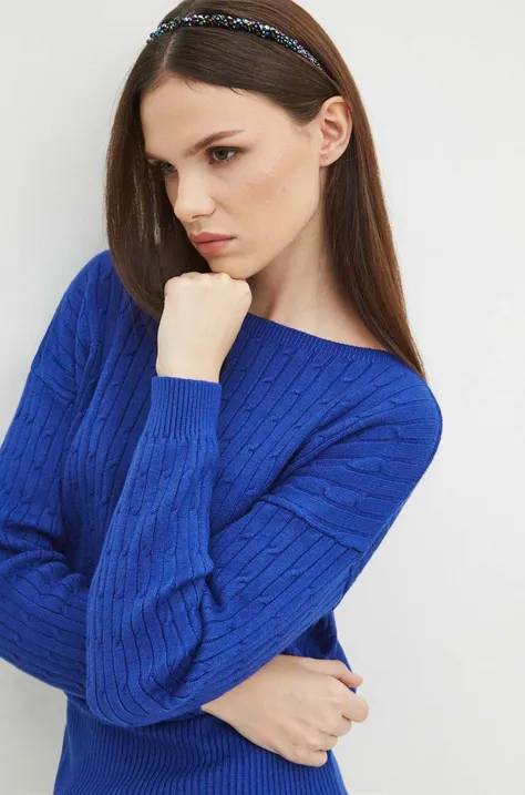 Sweter damski z fakturą kolor niebieski