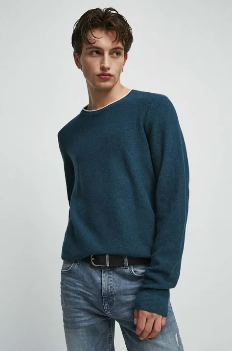 Bavlnený sveter pánsky zelená farba