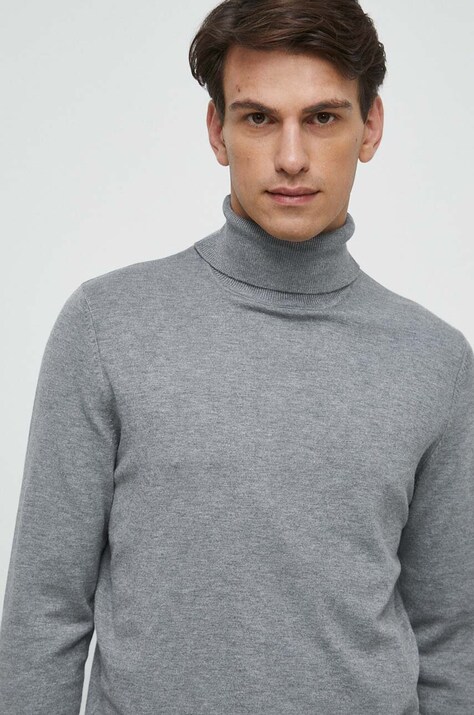 Sweter męski z golfem kolor szary