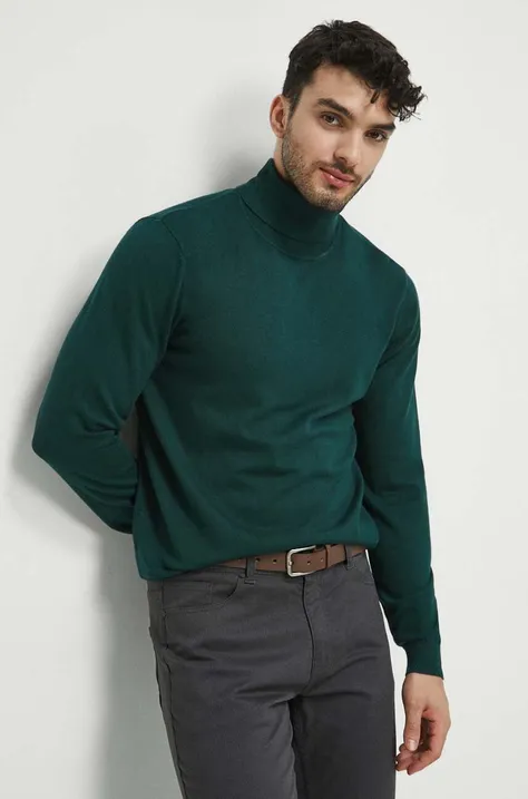 Medicine pulover barbati, culoarea verde, light, cu guler