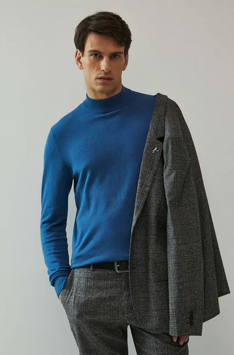 Sweter męski gładki kolor niebieski