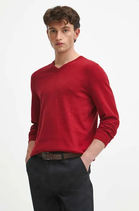 Bavlnený sveter pánsky červená farba