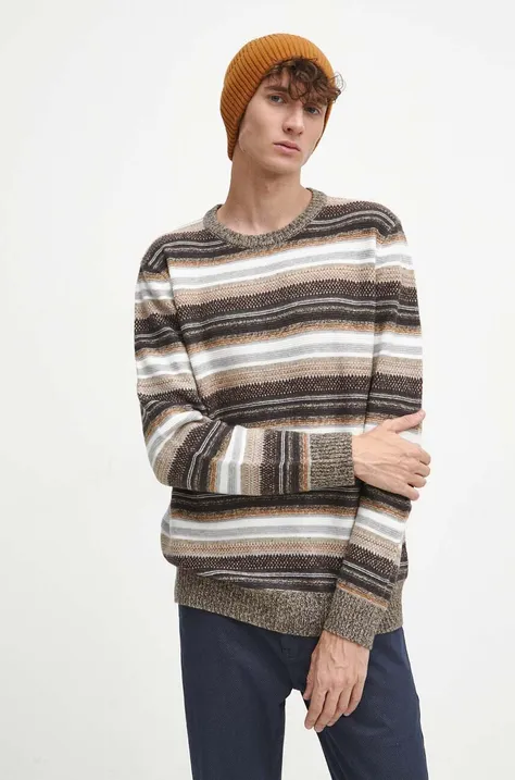 Sweter z domieszką wełny męski wzorzysty kolor multicolor