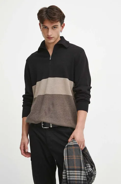 Bavlnený sveter pánsky čierna farba