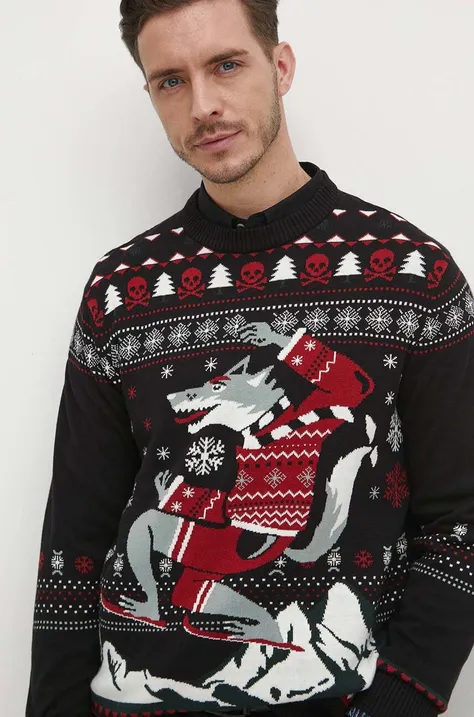 Sweter męski z motywem świątecznym kolor czarny