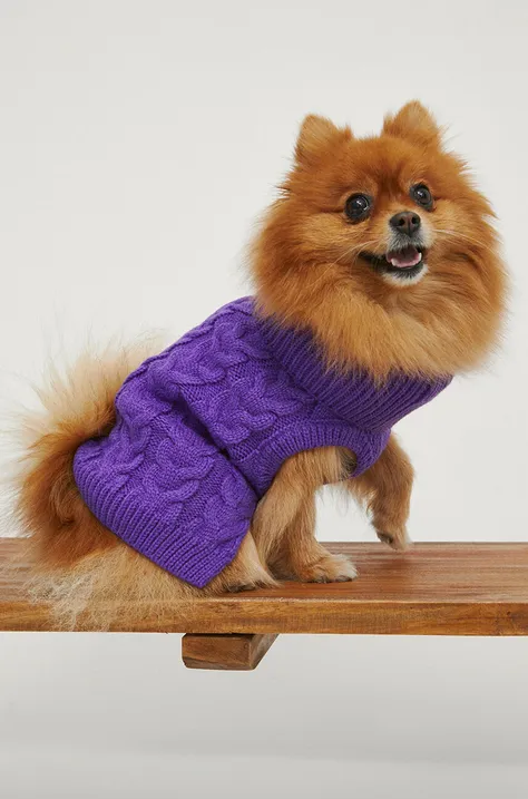 Sweter dla pupila z fakturą kolor fioletowy