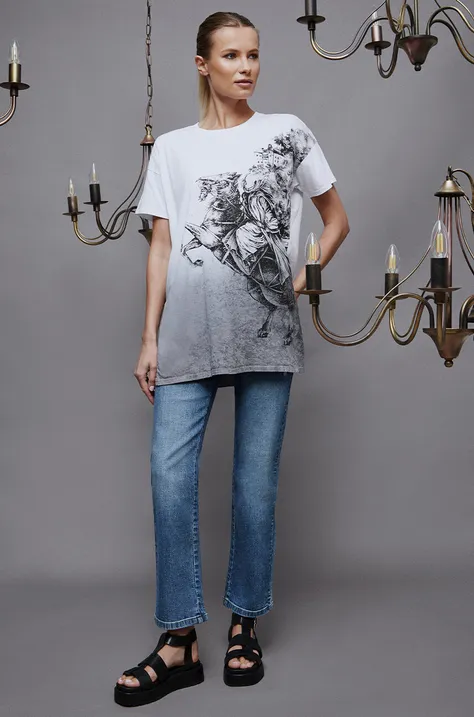 T-shirt bawełniany damski z kolekcji Zamkowe Legendy kolor biały
