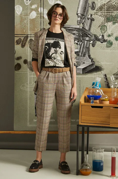 T-shirt bawełniany damski z kolekcji Science kolor czarny